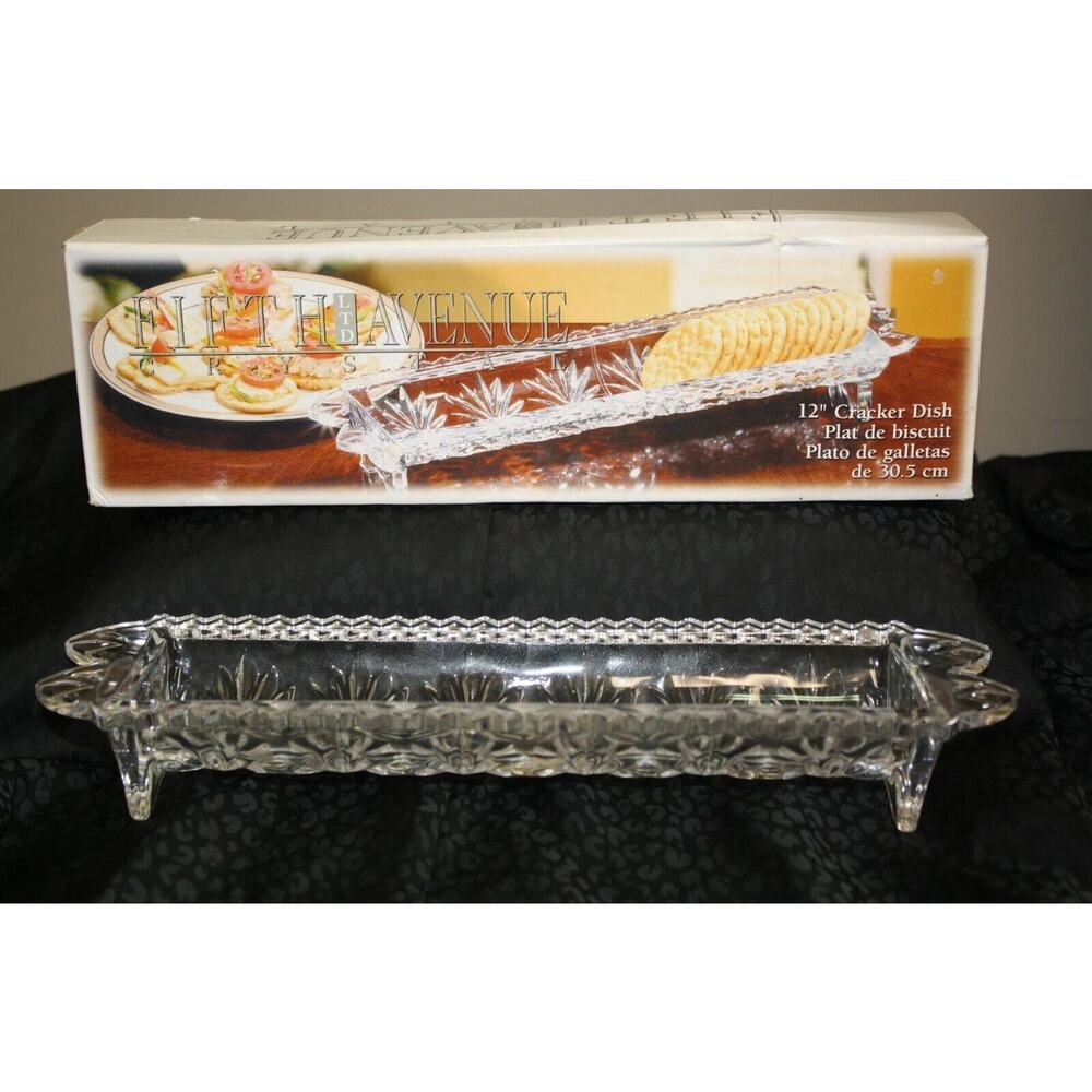 Fifth Avenue Lead Crystal 12" Cracker Dish Serving Dish Tray